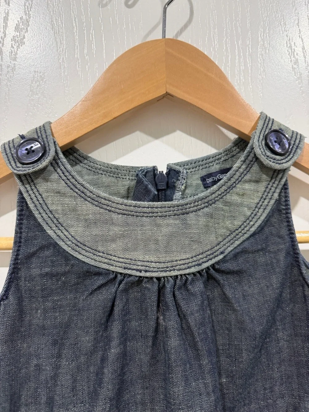 Baby Gap denim tank dress with pockets and button accents size 5T
